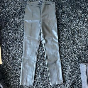 Zara black faux leather pants with slits